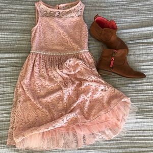 Girls dusty pink lace dress